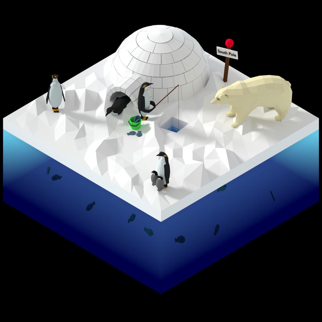 Isometric Low Poly SouthPole Scene preview image 1